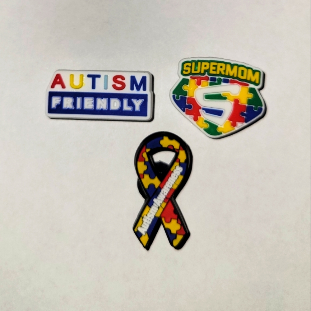 3 Assorted Autism Jibbitz Charms